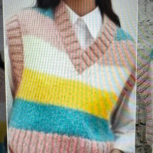 Zara Striped Chunky Sweater Vest Womens Size Medium